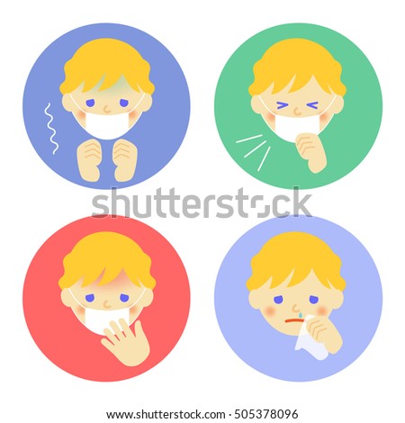 Cold symptoms of boy.  Vector EPS 10 illustration