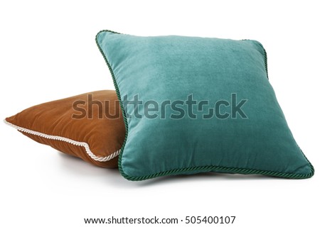 Two soft decoration pillow isolated on white background