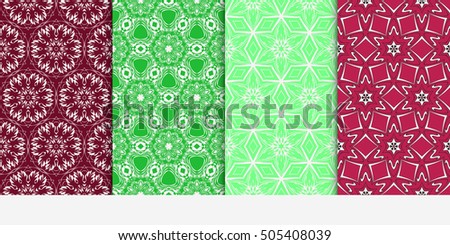 Set of seamless floral color pattern. ethnic ornament. Flower style. Vector illustration. Texture for holiday cards, Valentines day, wedding invitations, design wallpaper, pattern fills, web page