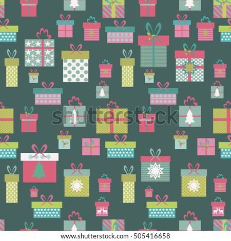 Christmas Party presents colorful seamless pattern. Vector illustration