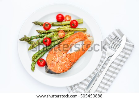 Crispy roasted salmon steak
