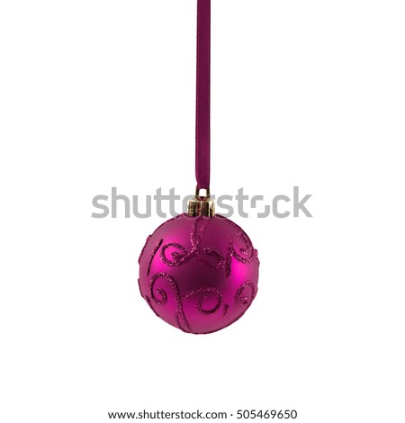 Purple Christmas ball isolated on white background New Year