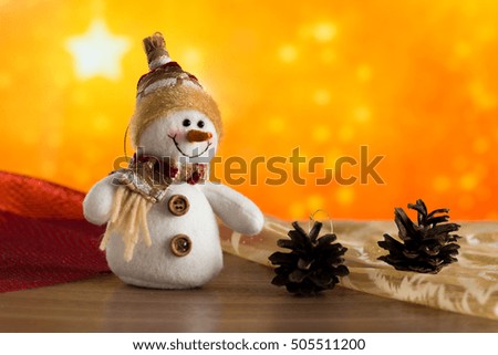 Christmas fairy snowman congratulates. Christmas background. Golden Star.