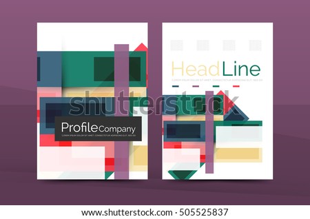 Set of modern geometric business annual report covers. Vector abstract backgrounds