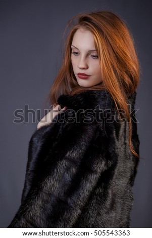 Fur coat winter fashion elegant Woman clothes in mink fur coat