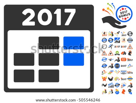 2017 Month Calendar icon with bonus 2017 new year pictograph collection. Vector illustration style is flat iconic symbols,modern colors.