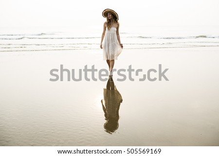 Beach Summer Holiday Vacation Traveling Relaxation Concept Royalty-Free Stock Photo #505569169