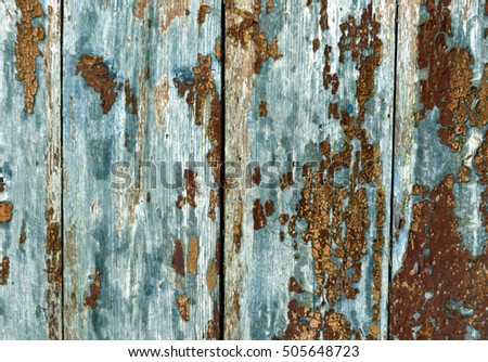 Weathred cyan wooden planks. Abstract background and texture for design.
