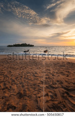 Boat over the sea with sunset sky