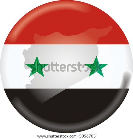art illustration: round medal with map and flag of syria