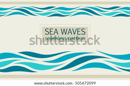 Seamless patterns with stylized sea waves vintage style.