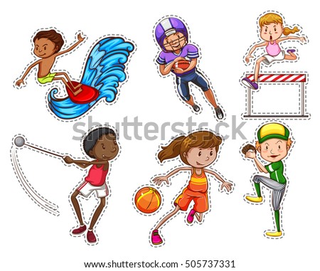 People doing different types of sports illustration