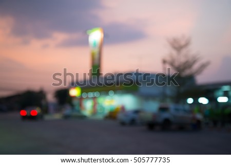 Abstract blur background convenience store in gas station, Thailand