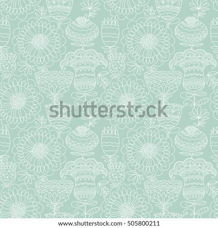 Flower background. Seamless vector abstract doodle floral pattern.