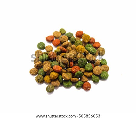 Cat food and dogs. Food Mix. It is isolated on a white background