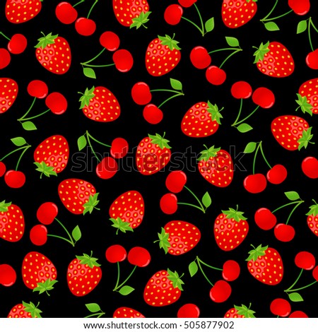 Strawberry with cherry background