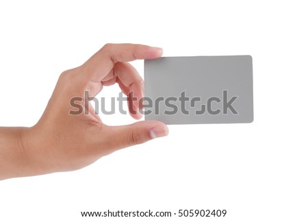  isolated hand with card on white background. with card for your text