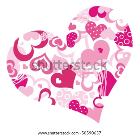 Abstract pink heart with a lot of hearts