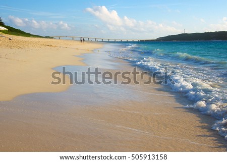 The pristine beauty of Maehama Beach, Miyakojima, one of the Okinawa islands, in Japan
