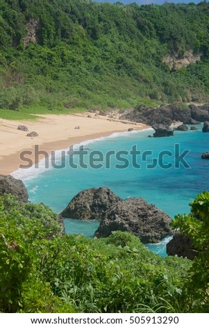 The pristine beauty of Boraga Beach, Miyakojima, one of the Okinawa islands, in Japan