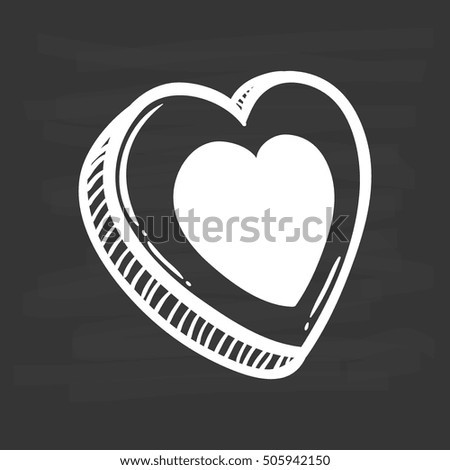 black and white gift love using doodle art on chalkboard background