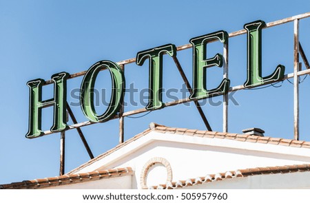 Text hotel on the top of the hotel
