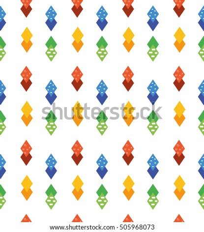Abstract Geometric Seamless Pattern With Colored Rhombus on Blue Background