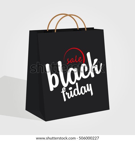 Isolated black friday shopping bag with text, Vector illustration