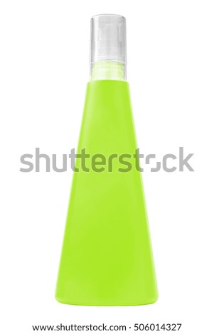 Sun protecting cream green bottle, isolated on white background