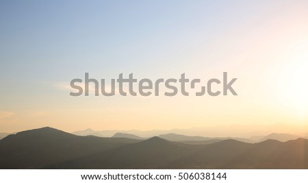 Ridge mountains landscape. Sunset, sunrise, nature background. National Park Lovcen, Montenegro
