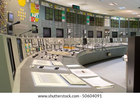 Control room of a russian nuclear power generation plant Royalty-Free Stock Photo #50604091