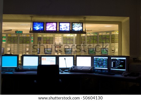 Control room of a nuclear power generation plant Royalty-Free Stock Photo #50604130