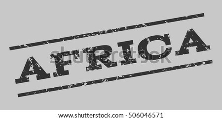 Africa watermark stamp. Text tag between parallel lines with grunge design style. Rubber seal stamp with dirty texture. Vector dark gray color ink imprint on a silver gray background.