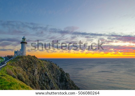 Byron Bay Lighthouse at dawn - Landscape Royalty-Free Stock Photo #506080264