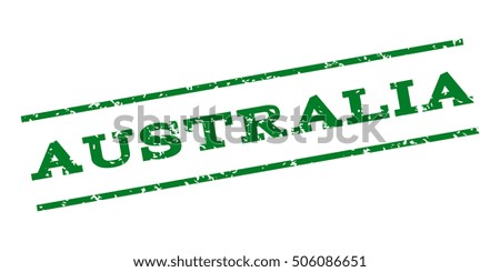 Australia watermark stamp. Text Caption between parallel lines with grunge design style. Rubber seal stamp with dirty texture. Vector green color ink imprint on a white background.