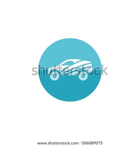 Rally car icon in flat color circle style. Race championship competition