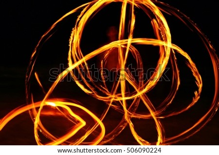 swirl of fire. an abstract picture capture a motion of a fire-show