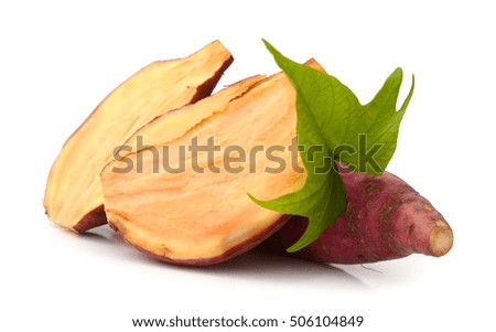 sweet potatoes on the white background