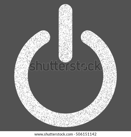 Turn Off grainy textured icon for overlay watermark stamps. Flat symbol with unclean texture. Dotted vector white ink rubber seal stamp with grunge design on a gray background.
