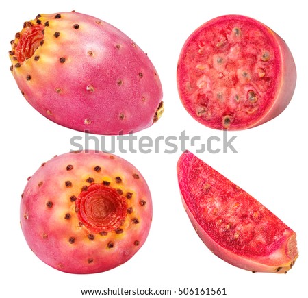 Set of red opuntias isolated on white background  Royalty-Free Stock Photo #506161561