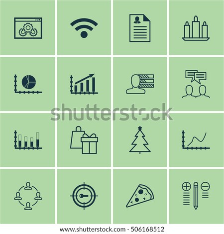 Set Of 16 Universal Editable Icons. Can Be Used For Web, Mobile And App Design. Includes Icons Such As Decision Making, Wireless, Shopping And More.