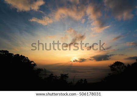 Sunset behind cloud