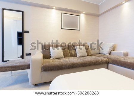 Modern spacious hotel room

