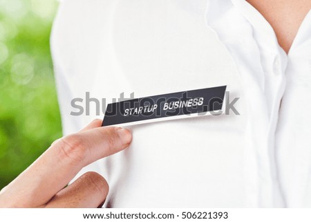  start up business label, business concept