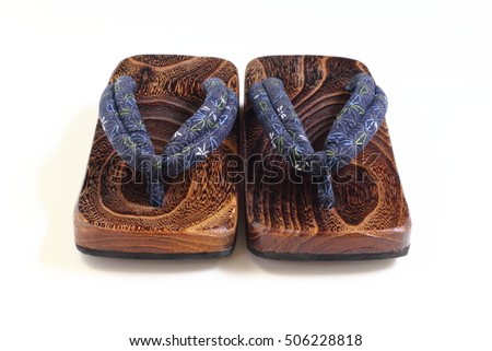 Japanese clog, Traditional japanese sandals shoes. Japanese shoes made of wood.