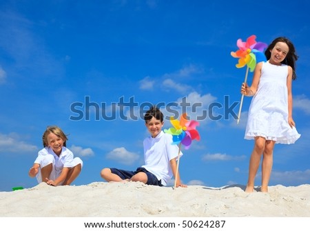Three kids on beach