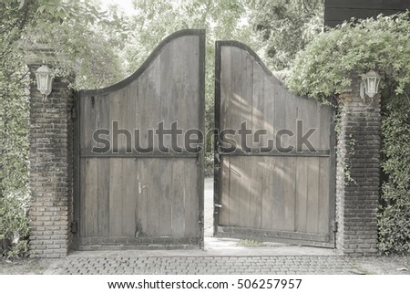old wood door with metal handle,vintage filter