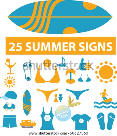 25 cute summer signs. vector