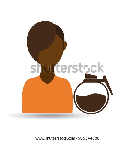coffee maker girl icon graphic vector illustration