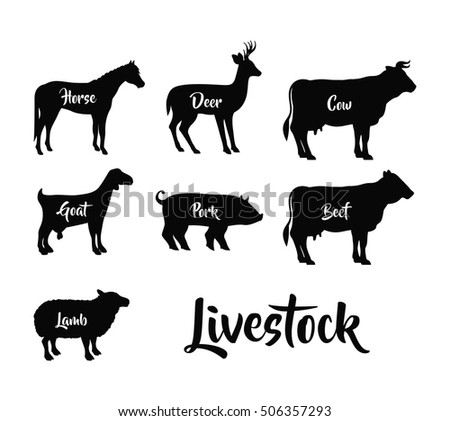 Isolated animals of livestock design